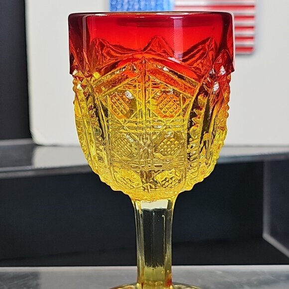 8pc Set Cadmium Amberina Cordial MCM Vintage Water Wine Glasses Rare WOW! - Picture 16 of 16